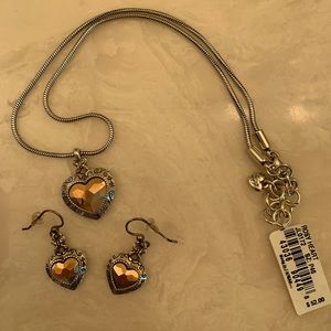 NWT Brighton Rosy Heart Earring & Necklace Set
